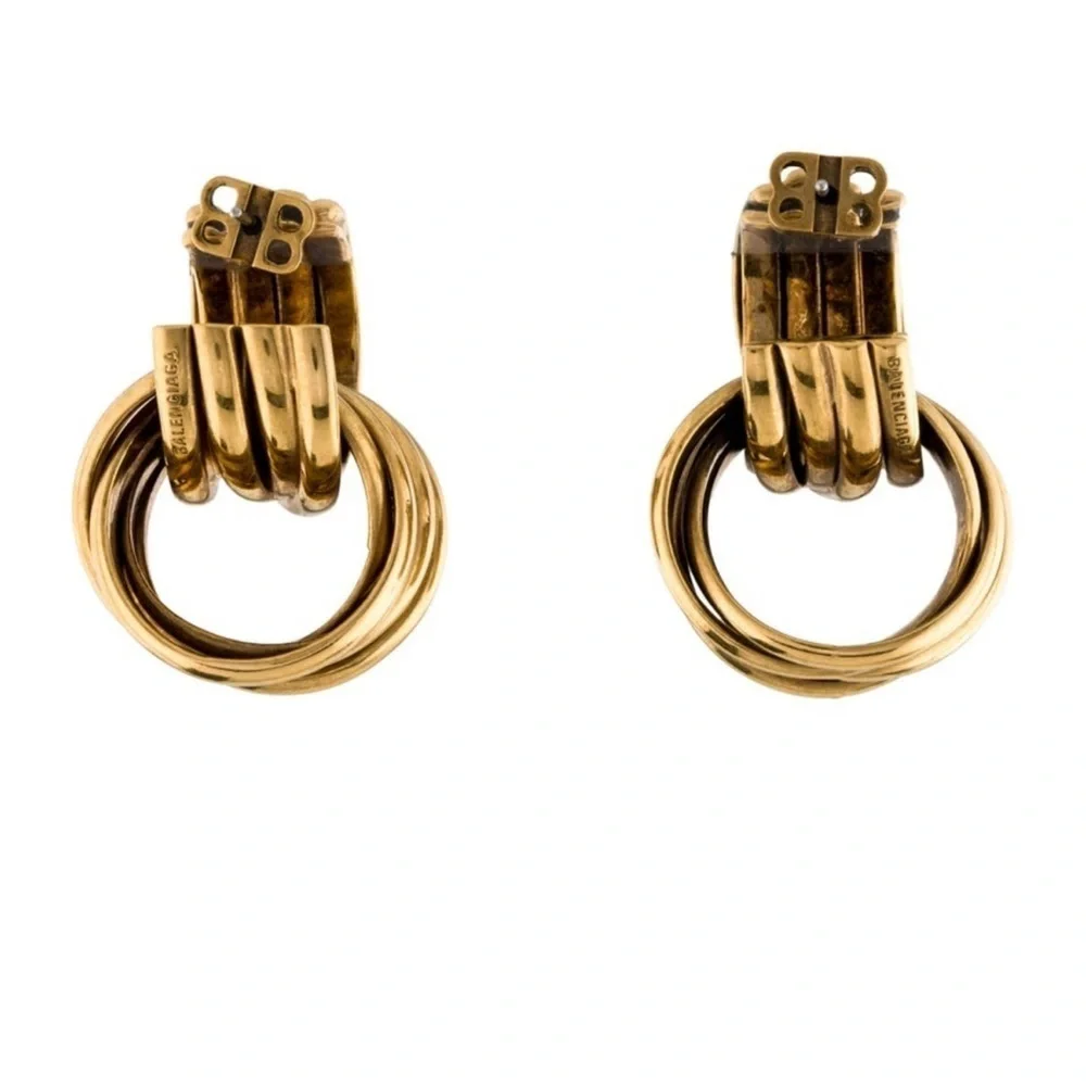 Balenciaga Burnished Hoop Cluster Earrings